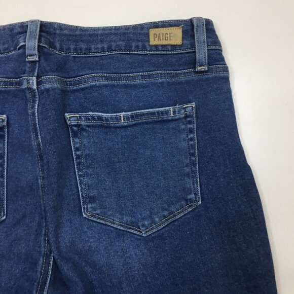 PAIGE Denim 5 Pocket Tawnie Destructed Wash Hoxton Ankle Raw Edge Hem Jeans - Picture 11 of 13